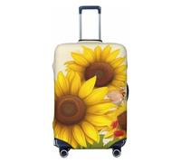 KLOPH Travel Luggage Cover Suitcase Protector Elastic Washable Bees Sunflowers Daisy Rose Flowers Suitcase Cover Anti-scratch Spandex Baggage Covers Fits 18-32 Inch Luggage, Black, L