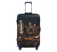 KLOPH Travel Luggage Cover Suitcase Protector Elastic Washable City Seattle Suitcase Cover Anti-scratch Spandex Baggage Covers Fits 18-32 Inch Luggage, Black, M