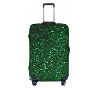 KLOPH Travel Luggage Cover Suitcase Protector Elastic Washable Green Sequin Sparkle Suitcase Cover Anti-scratch Spandex Baggage Covers Fits 18-32 Inch Luggage, Black, S