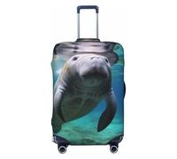 KLOPH Travel Luggage Cover Suitcase Protector Elastic Washable Ocean Animal Manatee Suitcase Cover Anti-scratch Spandex Baggage Covers Fits 18-32 Inch Luggage, Black, S