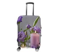 KLOPH Travel Luggage Cover Suitcase Protector Purple Flower And Candles Elastic Washable Suitcase Cover Anti-scratch Spandex Baggage Covers Fits 18-32 Inch Luggage, color, L