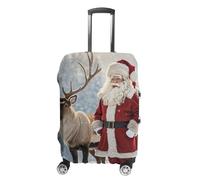 KLOPH Travel Luggage Cover Suitcase Protector Santa Claus And Deer Elk Elastic Washable Suitcase Cover Anti-scratch Spandex Baggage Covers Fits 18-32 Inch Luggage, color-1, XL