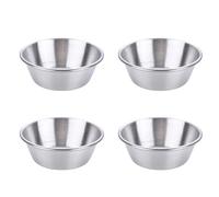 KLOPINXINGH 4 Pcs Stainless Steel Sauce Bowls Seasoning Bowls Sushi Dipping for Small Portion Spice Condiments Prep Side Dish Salad Dressing Mini Appetizer Serving Plates Fruit Plates Dish