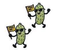 KLORIZ 2PCS Smiling Cucumber Embroidered Iron on Patch Christmas FIND ME Badge DIY Felt Appliques