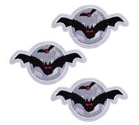 KLORIZ 3 PCS Red Eyes Bat Embroidered Iron on Patch Vampire Halloween Jacket Biker Vest Clothes Fabric Badge DIY