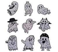 KLORIZ 9 PCS Funny Ghost Embroidered Iron On Patches Kids Applique Accessories