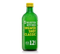 Kloster Kitchen Organic Ginger Shot Classic 12SHOTS 360 ml with Real Ginger Pieces I Ginger Shot Vegan I Glass Bottle I Sweet Sharp without Additives and with Natural Sweetness