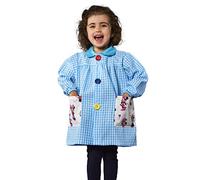 KLOTTZ Minnie Children's Apron Blouse Checked for School and Crafts., turquoise, 2-3 Years