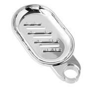 KLOVA Silver Rectangular Metal Soap Dish Holder Soap Tray Plate Shower Rod Rail Slide Soap Plates Bathroom Hotel Pallet Kitchen Tool Soap Holder