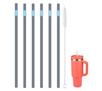 KLOWOAH Replacement Straws Compatible with Contigo Streeterville 40oz Tumbler,with 1 Brush,Pack of 6 (blue-grey)