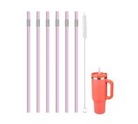 KLOWOAH Replacement Straws Compatible with Contigo Streeterville 40oz Tumbler,with 1 Brush,Pack of 6 (light red)