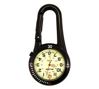 Klox Black Clip on Carabiner FOB Watch Luminous Face Ideal for Doctors Nurses Paramedics