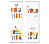 KLPOARTQ Inspirational Quotes Canvas Art Set with Frames - Set of 4 Prints for Living Room Home Wall Decor