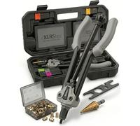 KLRStec Professional Rivet Nut Tool Set [M3-M12] Semi-Automatic Rivnut Setter for Faster Work incl. 70 Rivet Nuts, Step Drill Bit & Carrying Case - Pro Threaded Insert Tool Kit
