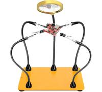 KLSKKJ Magnetic Helping Hands Soldering Station with 6X Magnifying Glass, Third Hand Soldering Tool 4 Flexible Arms Clamps Solder Holder Helper Hand Magnifier for Repair Electronic Jewelry Crafts