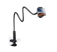 Klsniur Flexible Gooseneck Phone Holder, Universal Adjustable Phone Stand with Reinforced Anti-Slip Base & Aluminum Alloy Neck, Compatible with iPhone 16/15/14 Pro Max, Samsung Huawei (Black)