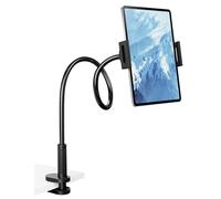 Klsniur Gooseneck Tablet Holder, 360° Rotation Clamp, Sturdy Bed Desk Mount for Reading, Flexible Adjustable Phone Tablet Stand for iPad Pro 12.9/11, Kindle, Galaxy Tab, 4.7-12.9" Devices (Black)