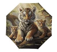 KLSVTMEA Cute Parasol, Jungle Tigers Printed Umbrella For Women Men, Automatic Folding Umbrella Is Suitable For Travel, Work, And Daily
