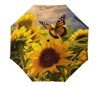 KLSVTMEA Cute Parasol, Sunflower Butterfly Printed Umbrella For Women Men, Automatic Folding Umbrella Is Suitable For Travel, Work, And Daily