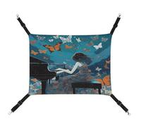 KLSVTMEA Pet Cage Hammock, Girl Playing Piano Printed Hanging Pet Bed, Pet Swing is Suitable for Cats, Dogs, Or Other Small Pets and is The Best Choice for Pet Hospitals and Households