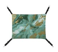 KLSVTMEA Pet Cage Hammock, Green Gold Marble Printed Hanging Pet Bed, Pet Swing is Suitable for Cats, Dogs, Or Other Small Pets and is The Best Choice for Pet Hospitals and Households