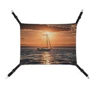 KLSVTMEA Pet Cage Hammock, Sunset Seascape Sailboat Floating Printed Hanging Pet Bed, Pet Swing is Suitable for Cats, Dogs, Or Other Small Pets and is The Best Choice for Pet Hospitals and Households
