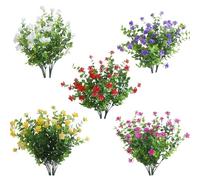 KLSyiwfu 8 Bunches of Artificial Flowers for Outdoor Decoration, UV-Resistant, Fake Plastic Plants for Spring and Summer Gardens, porches, Window Frames, Home Decoration, Multicoloured (red)