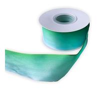 KLTRIBBON Blue Green Sheer Ribbon Wired Edge Gradient Taffeta 1 1/2 Inch X 10 Meters