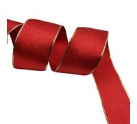 KLTRIBBON Red Wired Ribbon Satin Gold Edge Lurex for Christmas Gifts Wreath Wedding Decoration, 1 1/2 Inch X 10 Yards
