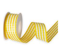 KLTRIBBON Yellow Check Ribbon Wired Edge with Picot Edges,1-1/2 Inch X 10Meters,for DIY Crafting, Wedding,Home Décor