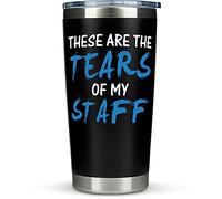 KLUBI Boss Day Gifts for Him - These Are The Tears Of My Staff Tumbler Black 20 Ounce Birthday Gifts For Boss Manager Men Travel Coffee Mug Assistant Principal Gift