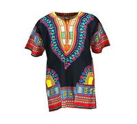 KlubKool Dashiki Shirt Tribal African Caftan Boho Unisex Top Shirt - black - XXL