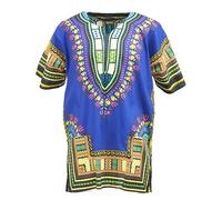 KlubKool Dashiki Shirt Tribal African Caftan Boho Unisex Top Shirt - blue - XXL