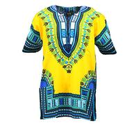 KlubKool Dashiki Shirt Tribal African Caftan Boho Unisex Top Shirt - - Large