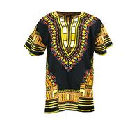 KlubKool Dashiki Shirt Tribal African Caftan Boho Unisex Top Shirt - Multi - XXL