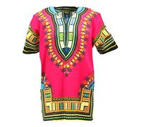 KlubKool Dashiki Shirt Tribal African Caftan Boho Unisex Top Shirt - pink - XXXL