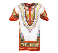 KlubKool Dashiki Shirt Tribal African Caftan Boho Unisex Top Shirt - white - XL