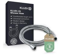 KLUDI -X1 Universal Shower Hose, 1.60 m, Flexible Shower Hose, Kink-Resistant, Standard Connection, Plastic-Coated with Metal Effect
