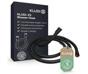 KLUDI -X3 Universal Shower Hose 1.60 m Made of Easy-to-Clean Plastic, Flexible Shower Hose with Double Twist Protection, Kink-Resistant, Standard Connection, Shower Hose Matte Black