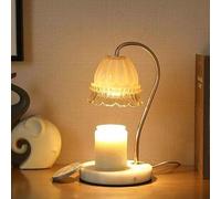 KLUFO Candle Warmer Lamp with Timer for Scented Jar & Votive Candles Light Dimmable Candle Melter Halogen Wax Melting Bulb,Marble Base & Rose Gold Lampshade, An Exciting Gift for Friends