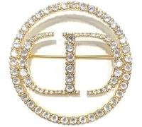 KLUFO CD Rhinestone Alphabet Brooch Pin Letter Rhinestone Brooch Lapel Pin Crystal Brooch for Women Circle Rhinestone Brooch Pin Badge Luxulry Jewelry Gifts, KLUFO-6481819873131