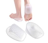 KLUFO Gel Heel Cups Plantar Fasciitis Inserts Silicone Heel Cup Pads for Bone Pains Relief Protectors or Bruiseds Feet Best Insole Gel Foot File Bulk (Transparent, One Size)
