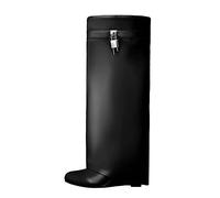 Kluolandi Fold Over Wedge Boots for Women Wide Calf Padlock Knee High Boots Fashion Over The Knee Pull On Boots, Black, 6 UK