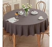 KLUOT Table cltoh 130cm Round Cotton Linen Tablecloth Water Resistant table cover Wipeable Table Cover for Kitchen,Dinner,Picnic Outdoor Party