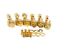 Kluson Locking Tuners For Fender USA Standards, 6 In Line - Oval Metal Button Gold