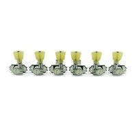 Kluson Revolution G-Mount Diecast Tuners - 3 Per Side - Pearloid Keystone Button Chrome