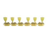 Kluson Supreme 3 + 3 Pearl Single Ring Buttons - 18:1 Gear Ratio Gold