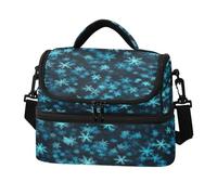 KLUVIO Scattered Snowflake Lunch Bag Reusable Insulated Leakproof Lunchbox Two Layer Lunch Cooler Bag with Detachable Strap for Work School Picnic