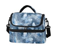 KLUVIO Smoke Butterfly Lunch Bag Reusable Insulated Leakproof Lunchbox Two Layer Lunch Cooler Bag with Detachable Strap for Work School Picnic