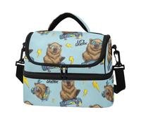 KLUVIO Yellow Lightning Bear-a Lunch Bag Reusable Insulated Leakproof Lunchbox Two Layer Lunch Cooler Bag with Detachable Strap for Work School Picnic